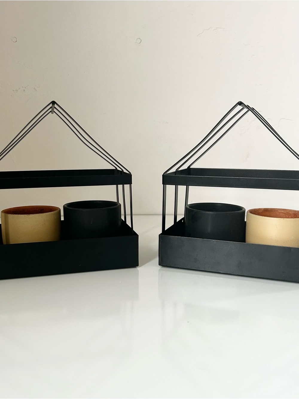 Threshold Black Metal Plant Holder with Ceramic Mini Pots